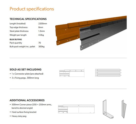Straightcurve 100mm 2.2m Flexline (Weathering Corten)