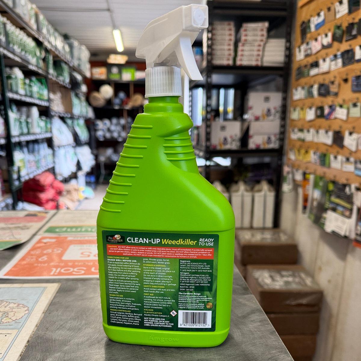 Clean-up Weedkiller in a ready to use trigger back - back label