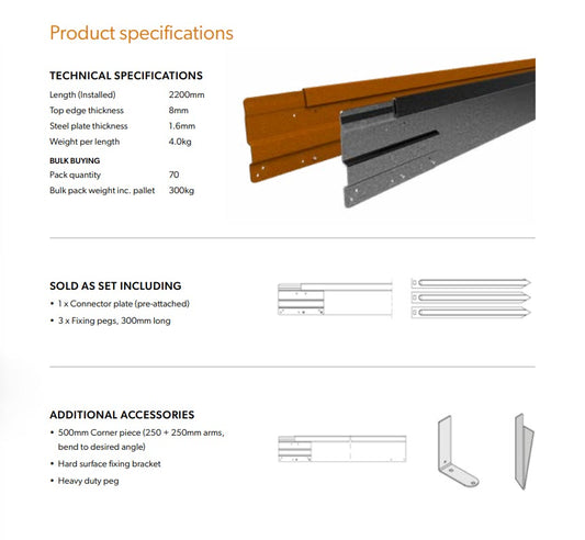 Straightcurve 100mm 2.2m Ridgidline (Weathering Corten)