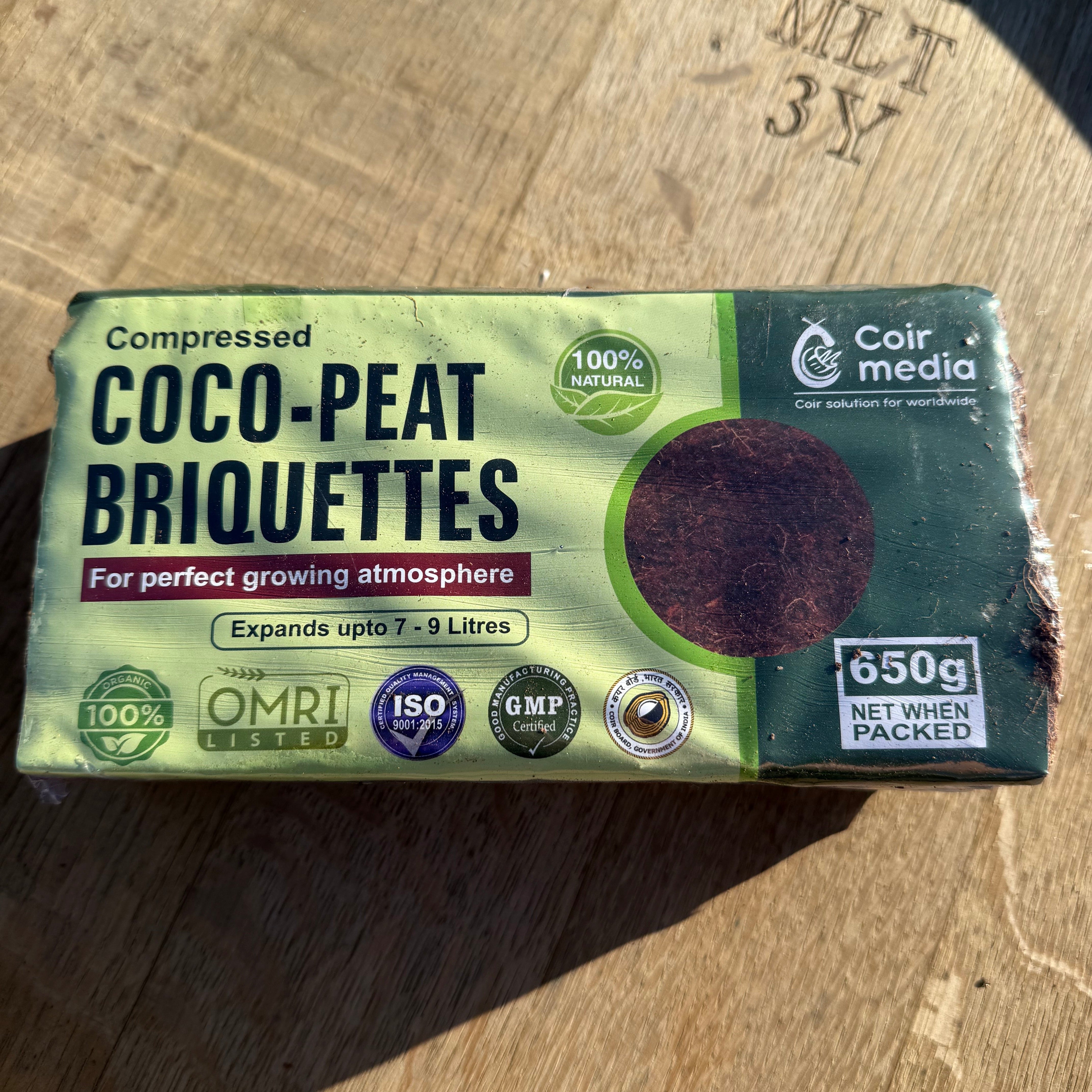 Coco Peat Briquette 650 gm (makes 9ltr) - BOX OF 24 – Garden Box