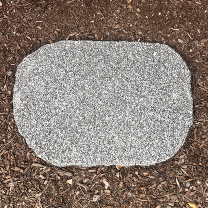 White Granite Stepper on Mulch