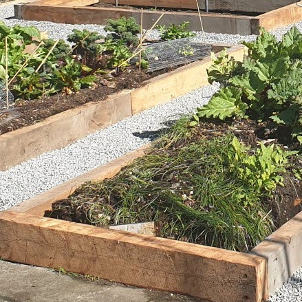 GroWell Compost in Sleeper raised garden