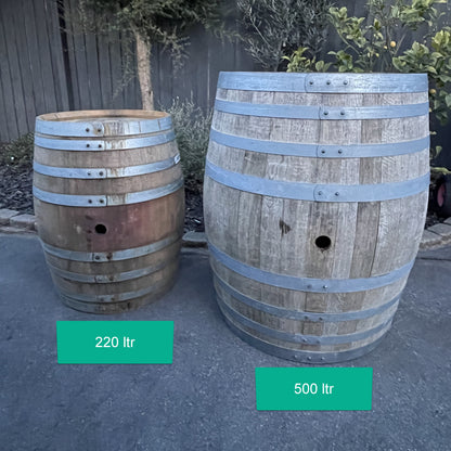 Two wine barrels 220 ltr and 500 ltr