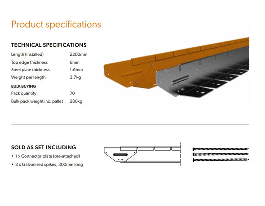 Straightcurve 75mm 2.2m Flexline (Weathering Corten)